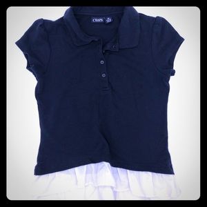 Chaps blue collar shirt w/ruffle bottom